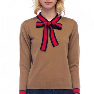 English Factory - Camel Knit Top with Ribbon